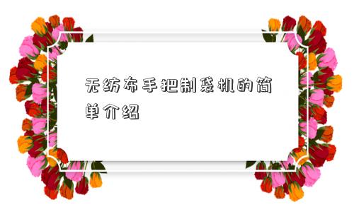 无纺布手把制袋机的简单介绍
