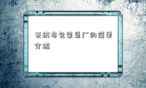 无纺布包装袋厂的简单介绍