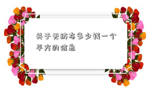 关于无纺布多少钱一个平方的信息