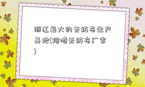 浙江更大的无纺布生产基地(熔喷无纺布厂家)