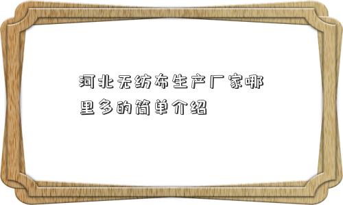 河北无纺布生产厂家哪里多的简单介绍