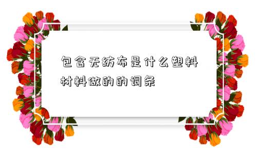 包含无纺布是什么塑料材料做的的词条